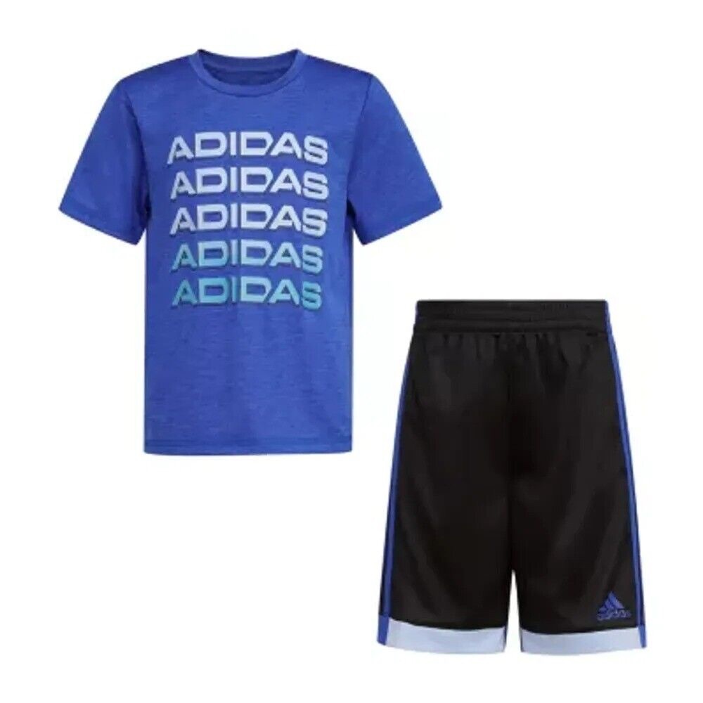Adidas SEMI LUCID BLUE Little Boys 2-pc. Short Set, Size 4T